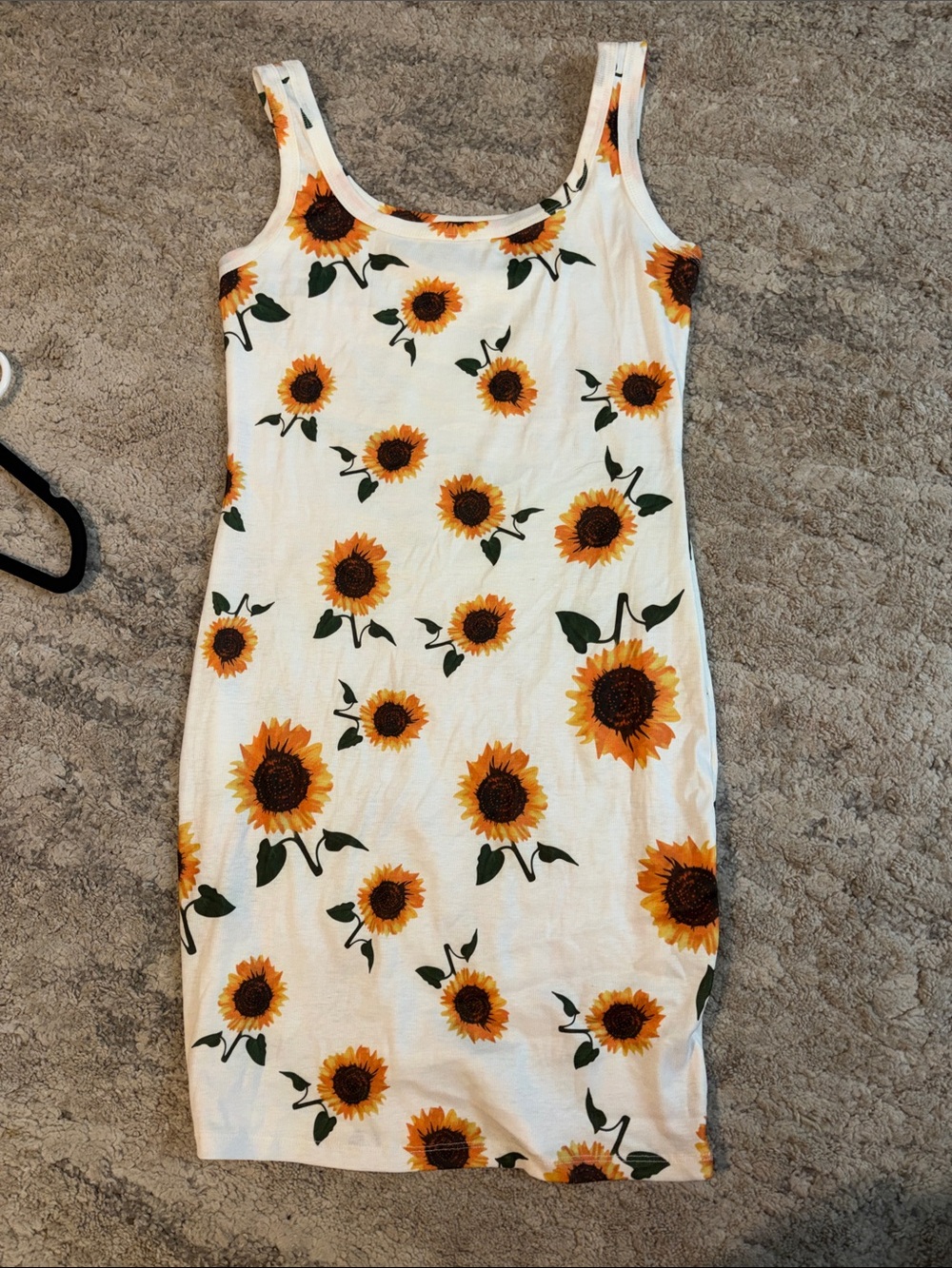 3/$15! SHEIN large bodycon dress White Sunflower Print Tank Mini Dress